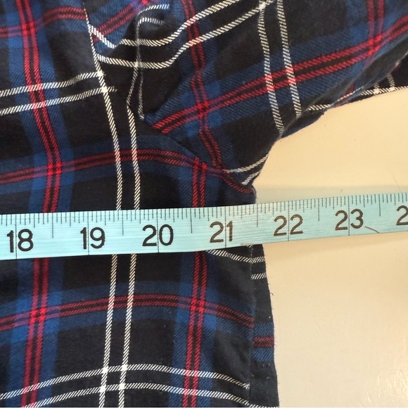 Loft Black Tartan Plaid Split Neck Long Balloon Sleeve Tunic Top Size Large - Picture 11 of 12